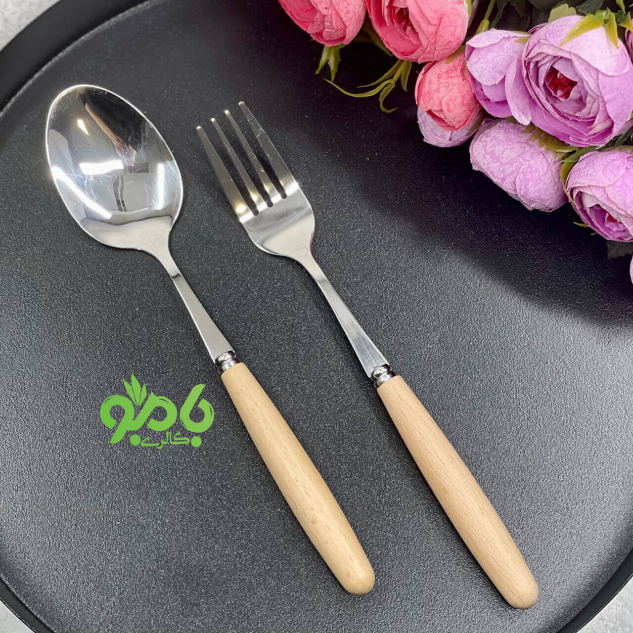 قاشق چنگال دسته چوبی