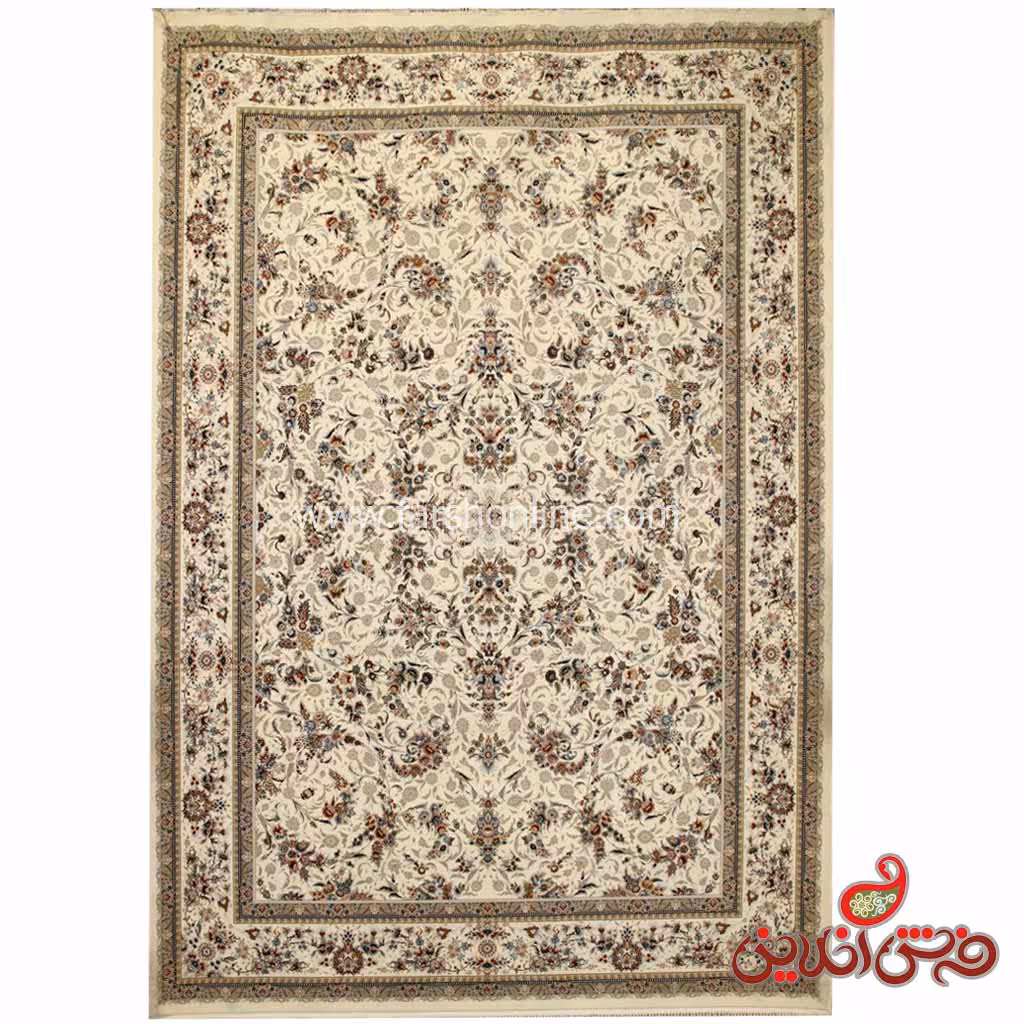فرش زمرد مشهد برجسته طرح 37001 کرم