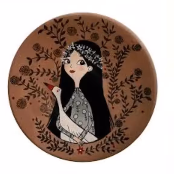 دیوارکوب سفال دخترو غاز