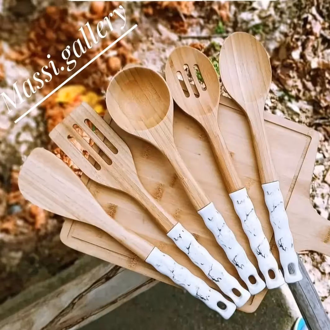 کفگیر و ملاقه ماربل بامبو ( هر عدد) قاشق بامبو