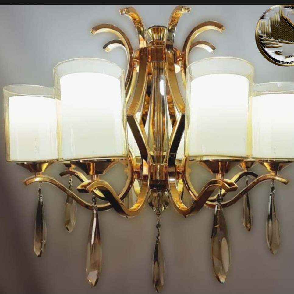 لوستر شاخه ای مدل قلبی استیل طلایی سایز 10شاخه (پس کرایه )