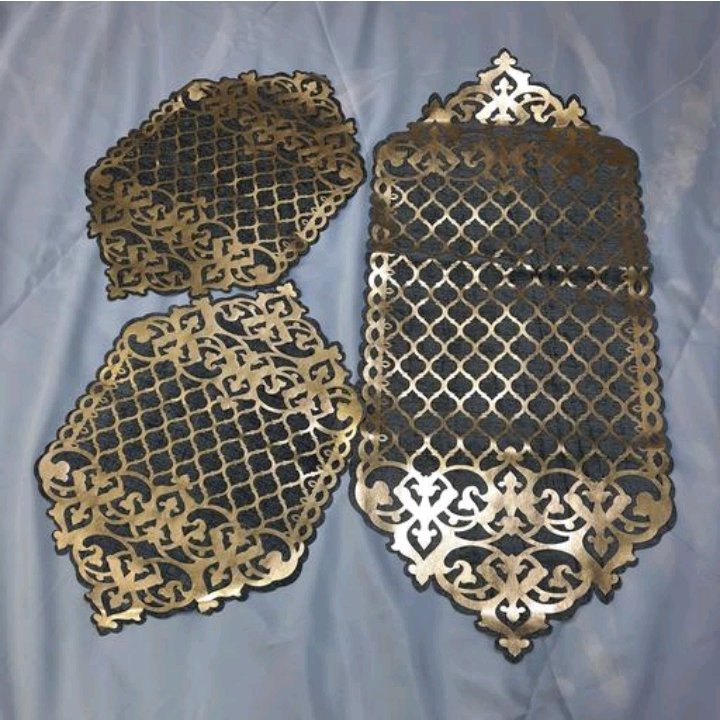 رومیزی سه تکه طرح چرم مخمل 