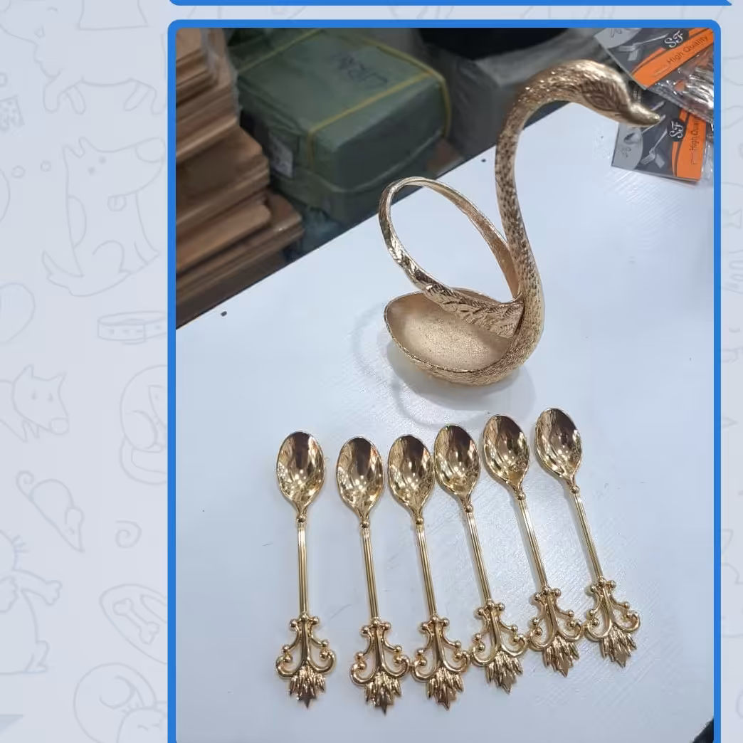 قاشق چایخوری  و جا قاشقی طرح قو