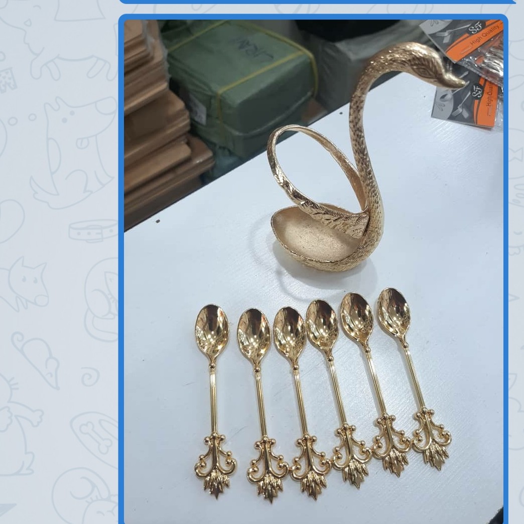 قاشق چایخوری و جا قاشقی طرح قو