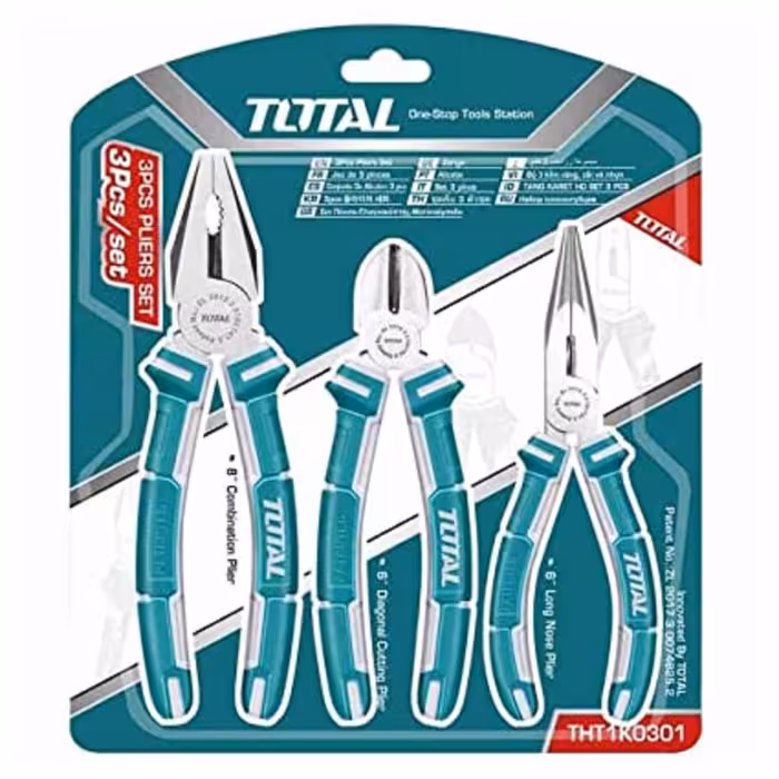 ست سیم چین انبردست و دم باریک توتال  مدل Total  tht1k0301 اصلی مناسب کارهای خانگی و خودرو و موتورسیکلت و برقکاری
