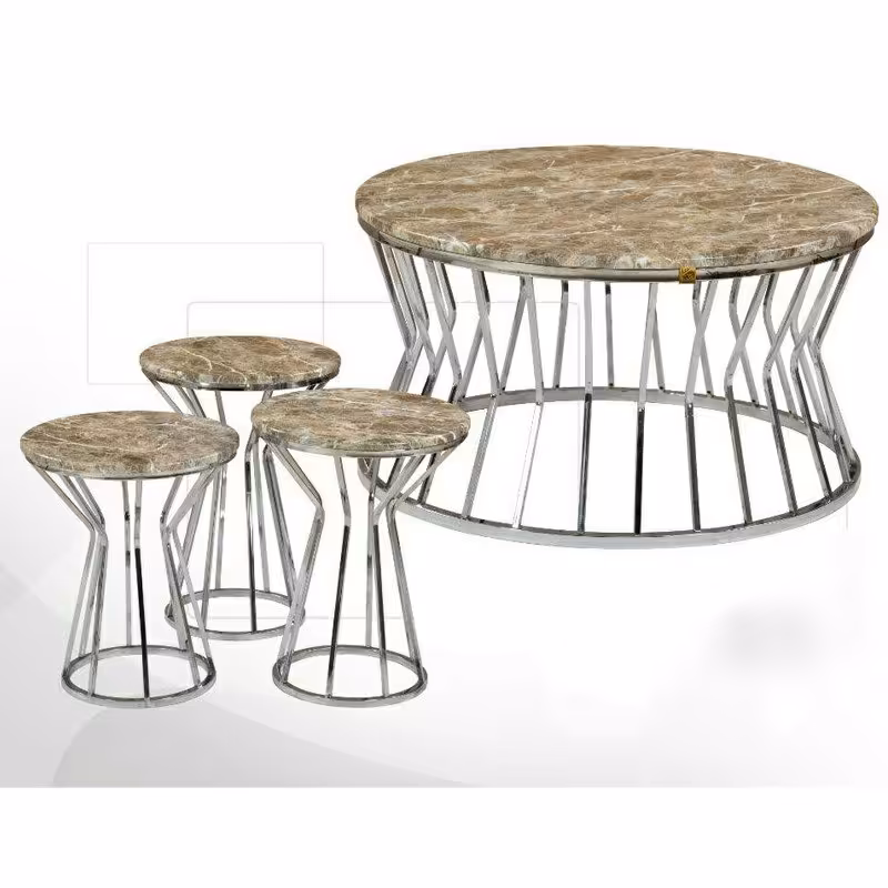 میز جلومبلی عسلی قهوه خوری پاف مدل چتری کروم نقره ای