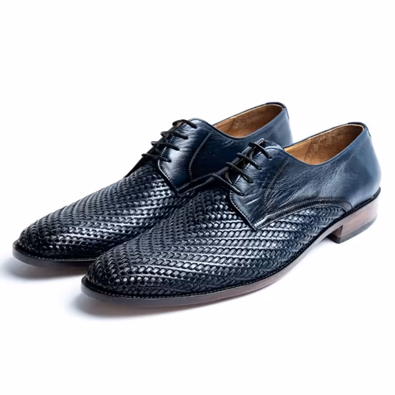 کفش مردانه چرم طبیعی کد Z240 رنگ سرمه ای