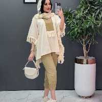 پانچو زنانه لنین اعلا ست با شلوار مدل کبریا - کد 396