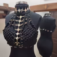 تاپ کراپ مجلسی دستبافت بافته شده به روش مکرومه بافی 