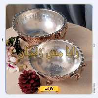 کاسه قلم 3 پایه مسی - سایز   1  - طرح ترمه - گوشواره دار - نانو شده - برند رایا مس زنجان