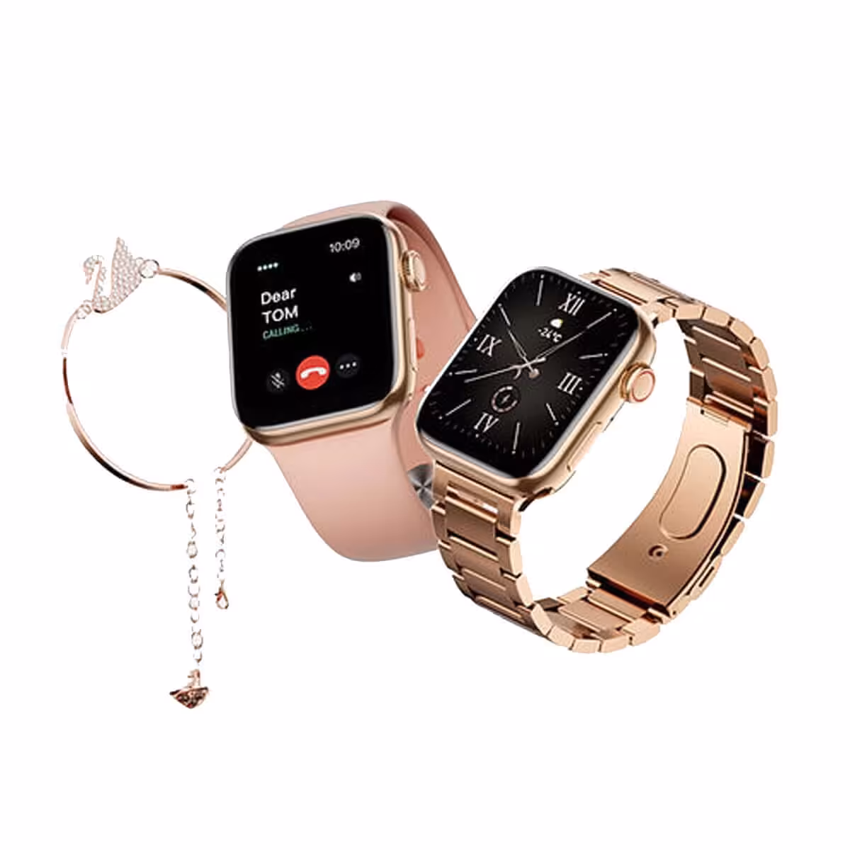 ساعت هوشمند هاینو تکو G8 Mini با دو بند طلایی و رزگلد و دستبند