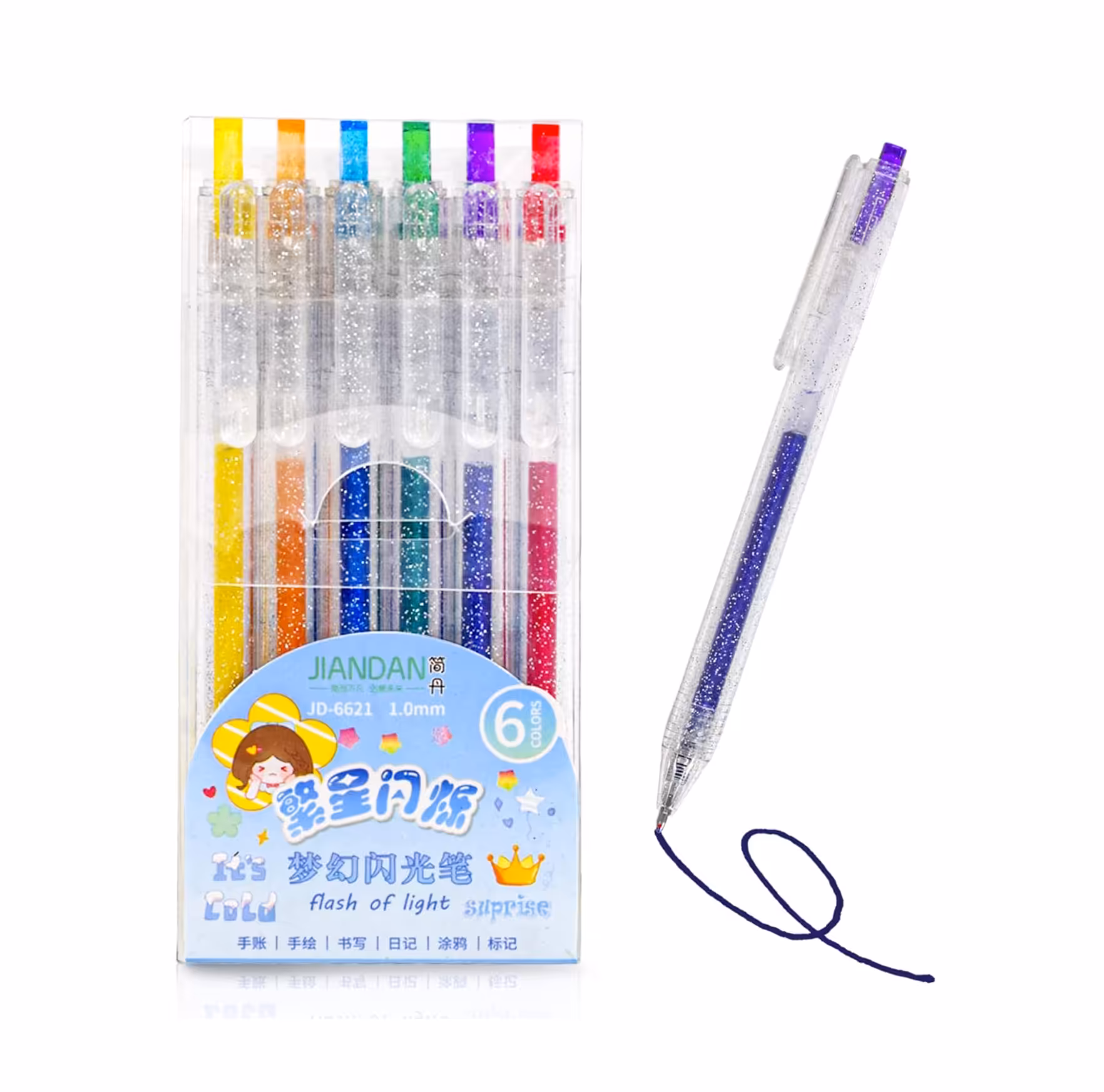 خودکار فشاری اکلیلی بسته 6 رنگ