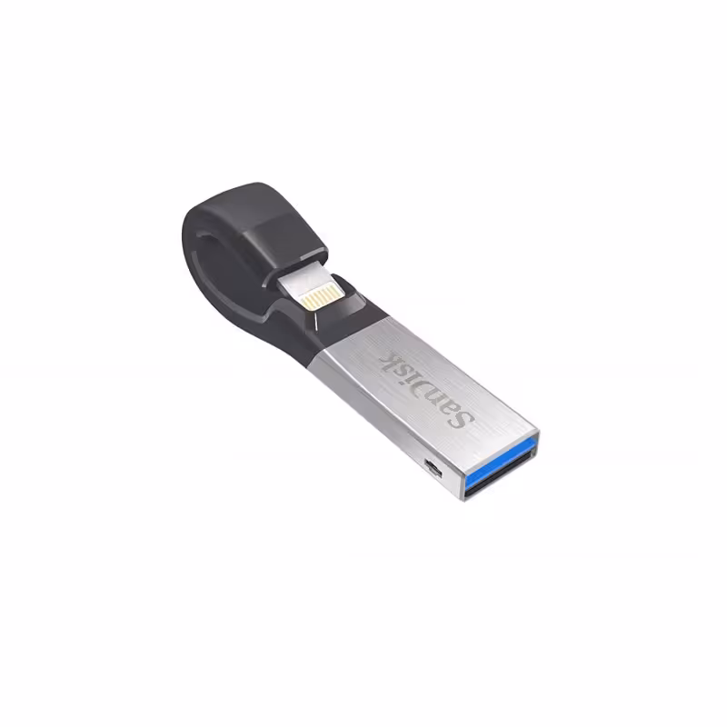 فلش مموری لایتنینگ و USB3.0 سن دیسک مدل iXPAND ظرفیت 128 گیگابایت