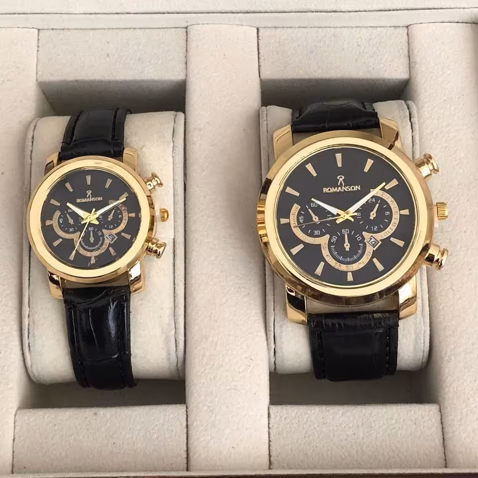 ست ساعت زنانه و مردانه رومانسون مشکی  فوق العاده پرفروش 