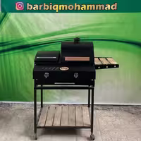 باربیکیو پلوپز دار گازی محمد 70 سانتی با چدن 6ضلعی  کباب پز  اجاق کنار منقل کبابپز اجاقدار  رویه چدنی پایه دار