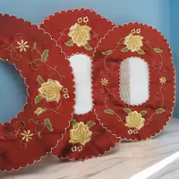 رومیزی ست جلو مبلی 3 تیکه حریر و ساتن دوزی درجه یک 