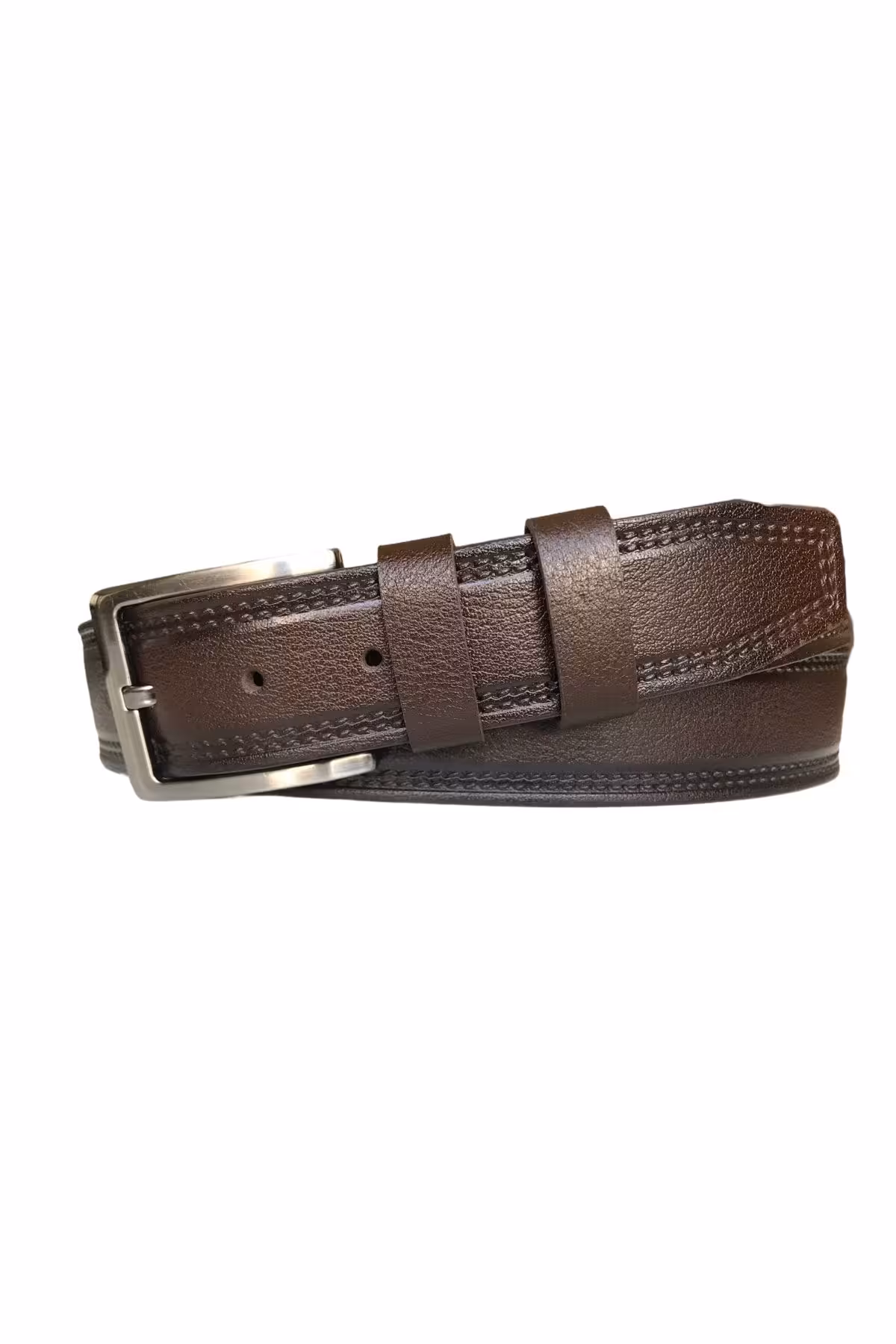 کمربند چند رنگ مردانه و زنانه قهوه ای طرح چرم اصل 4 سانتی متر GoDeri