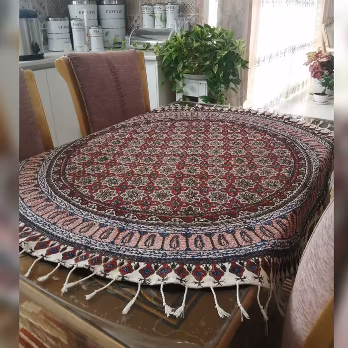 20 عدد رومیزی گرد قطر 120 قلمکاری صادراتی برند علی جعفری 