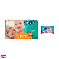 پوشک بچه مرسی (Merci) سایز 4 بسته 36 عددی به همراه دستمال مرطوب