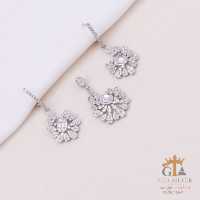 نیم ست نقره مدل برگ طرح امرالدکات جدید کد 16641