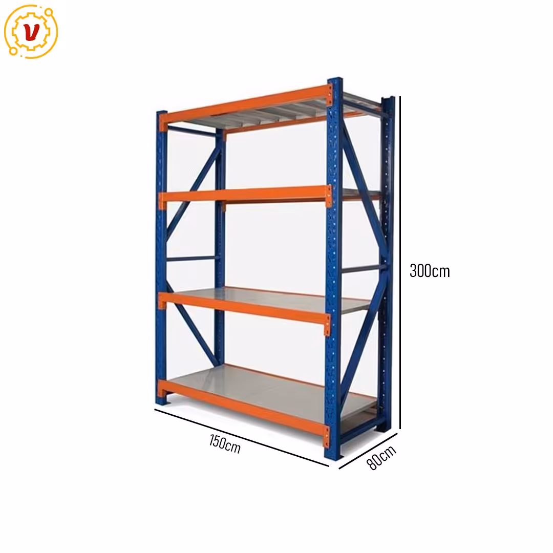 خرید و قیمت قفسه ایزی راک 4 طبقه سایز 150x80 ارتفاع 300 - قفسه‌بندی وکیلی