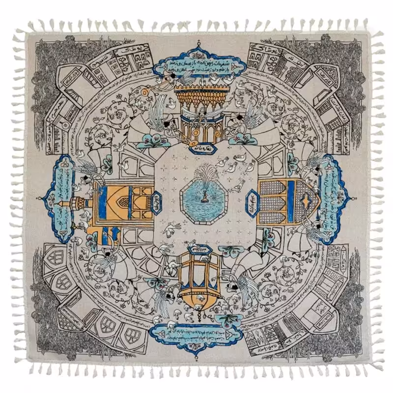 00103053-سفره پارچه ای حضرتی-چهار نفره 100در100 سانت