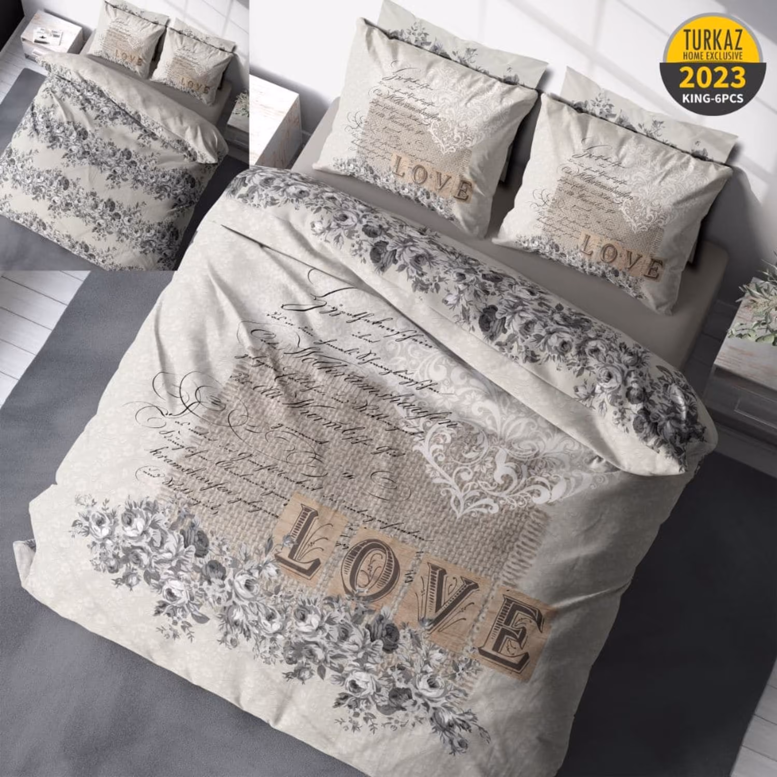 سرویس لحاف روتختی 2 نفره چاپی تنسل برند ترکاز(Turkaz) کد 2023