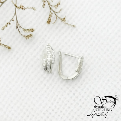 گوشواره نقره با نگین اتمی و عیار 925 کد 13202
