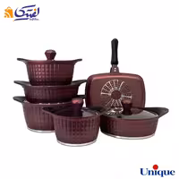 سرویس قابلمه UN-8211 یونیک 12 پارچه نگینی بنفش