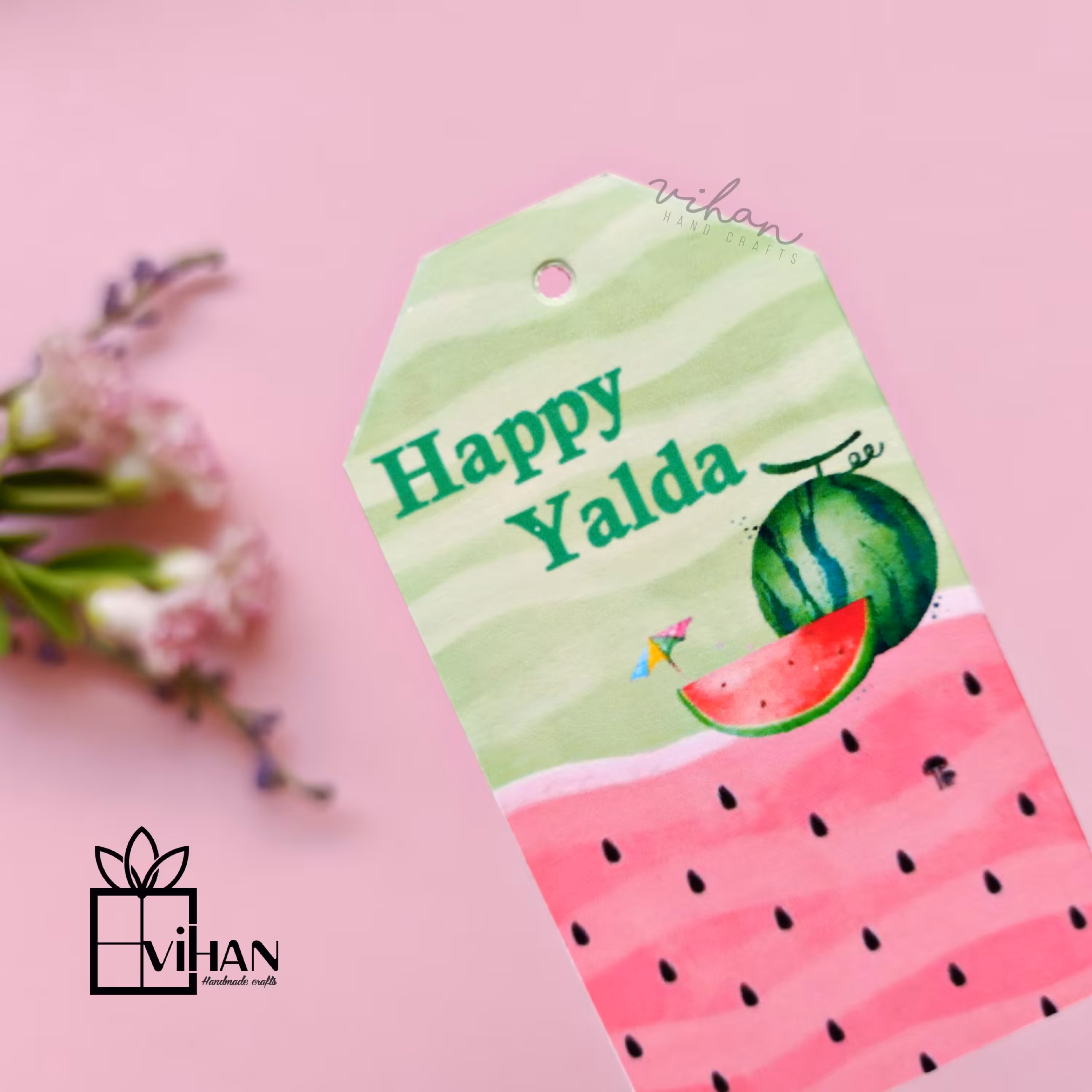 تگ مقوایی تزئینی پانچ شده طرح بسته 10 تایی طرح  یلدا ئی 1