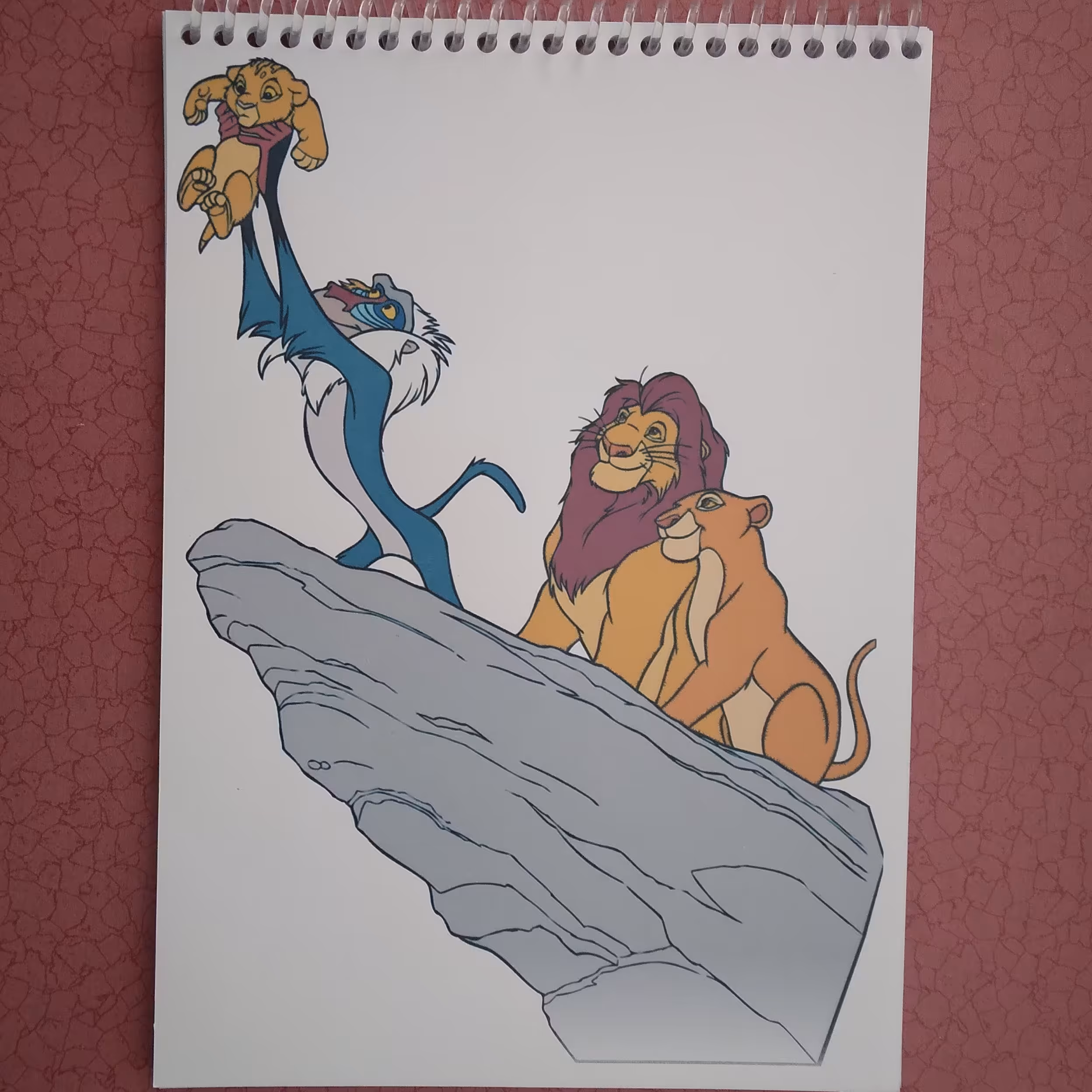 دفتر نقاشی کودکانه طرح شیر و حیوانات جلد گلاسه فنری