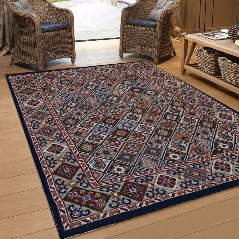 گلیم فرش ماشینی  طرح محراب سرمه ای سایز 100در 150 سانتی متر( 1ونیم متری) 