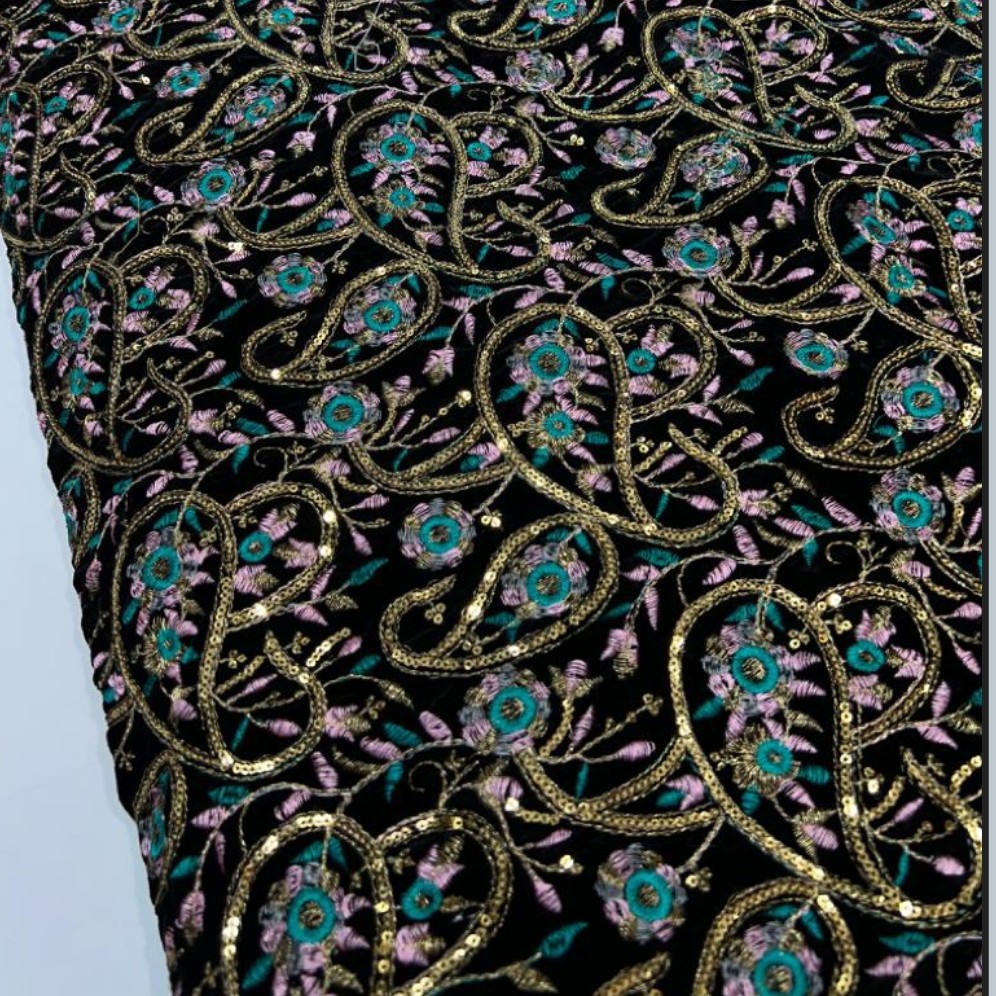 پارچه مخمل سوزندوزی تک رنگ پارچه حیات