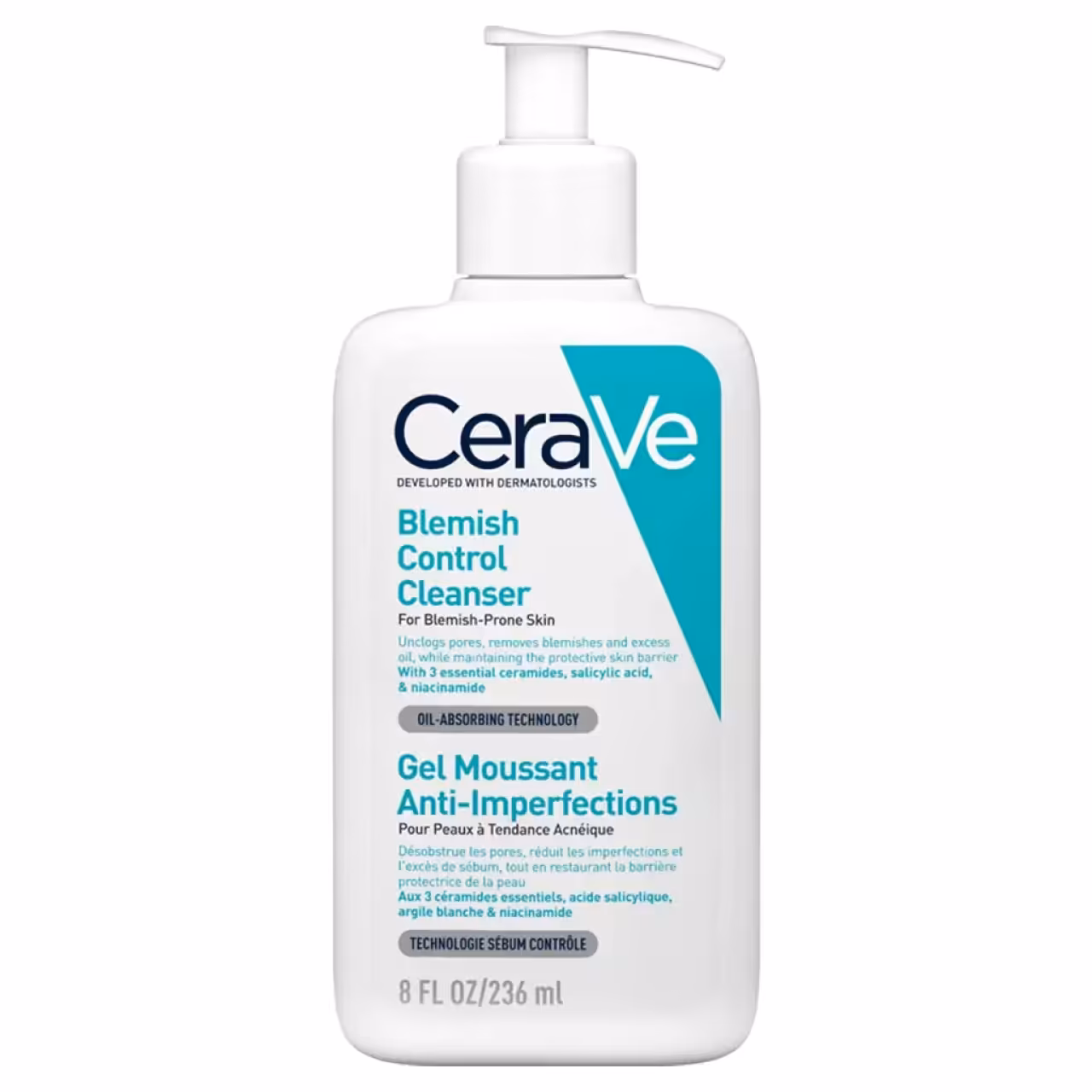 ژل شستشو صورت سراوی مدل Blemish control cleanser حجم 236میل