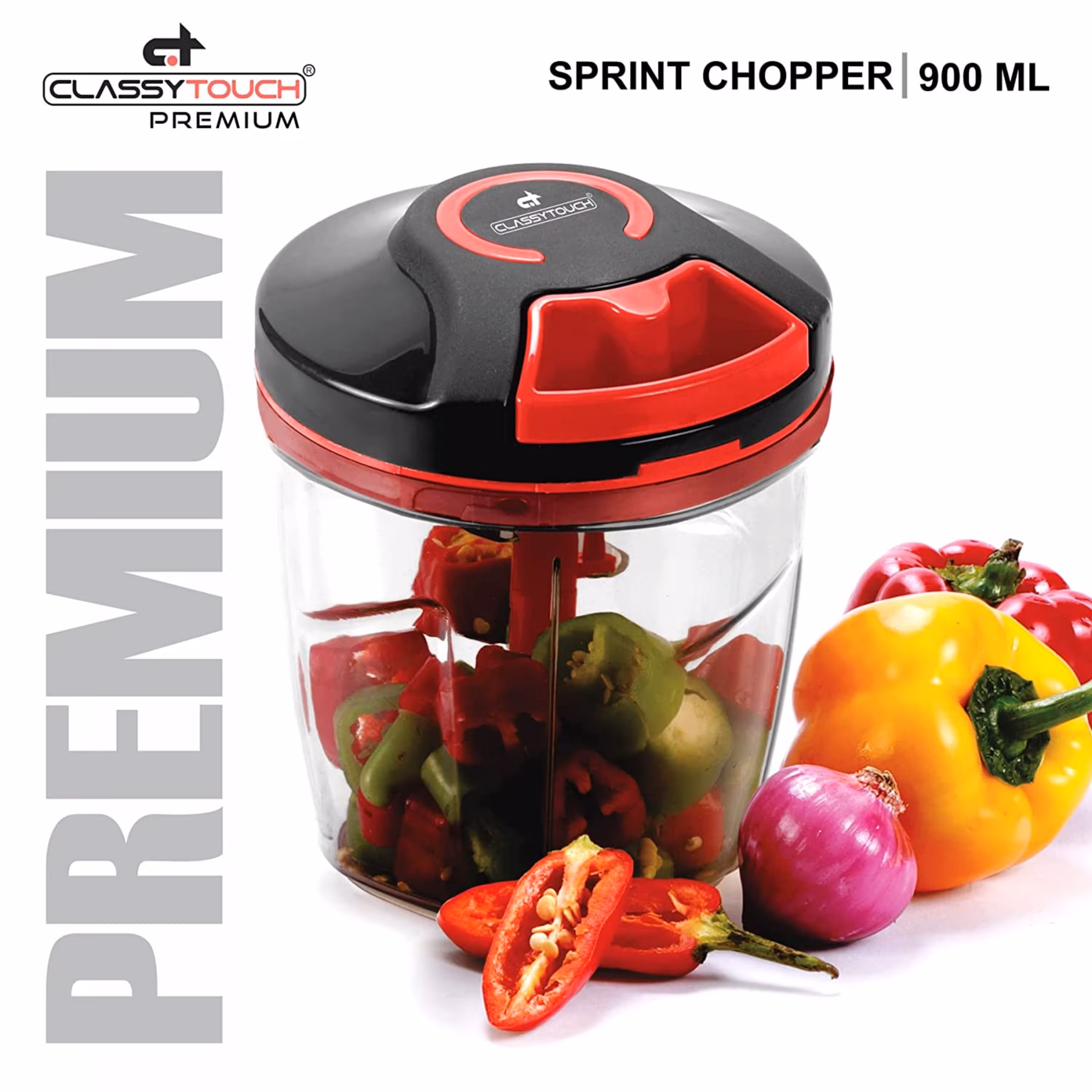 خردکن 6 تیغه دستی 900 میلی لیتر میکسر غذاساز سبزیجات 6 تیغه کلاسی تاچ  استیل نخی