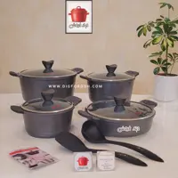 سرویس قابلمه کاندید 10پارچه چدن گرانیت مدل اوشن رنگ دودی (ارسال رایگان و فوری)باضمانت