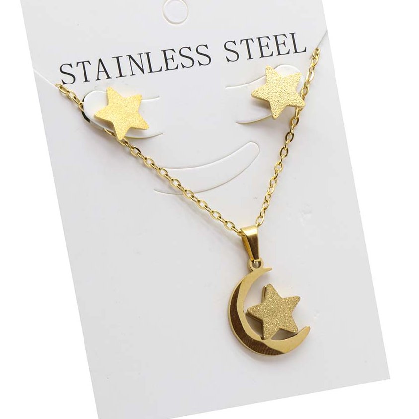 نیم ست طرح گل و ستاره طلایی رنگ 