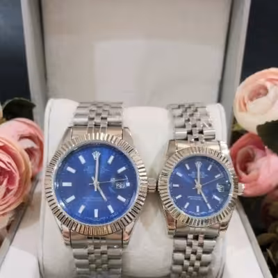 ساعت رولکس ست DATEJUST با کیفیت سیلور صفحه آبی نفتی تاریخ دار