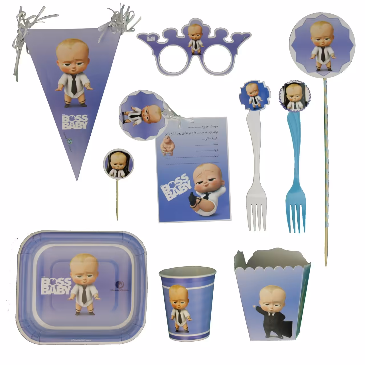مجموعه 96 عددی تم تولد طرح بچه رییس