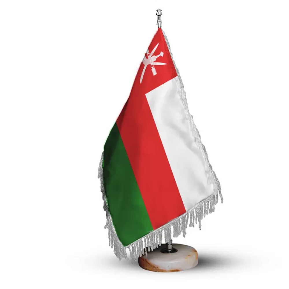 پرچم رومیزی کشور عمان ریشه زرد با پایه سنگی افرا توس