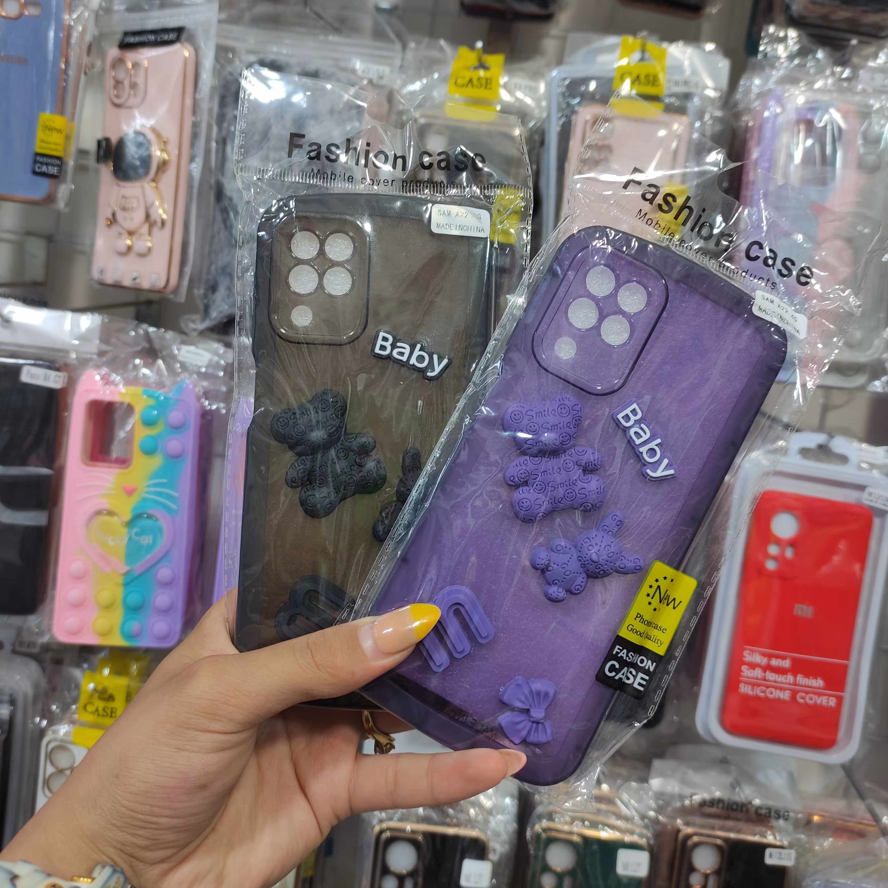 قاب گوشیa22 4G قاب گوشی عروسکی برجسته قاب گوشی دخترانه کیوت در 4 رنگ. رنگ ثابت 