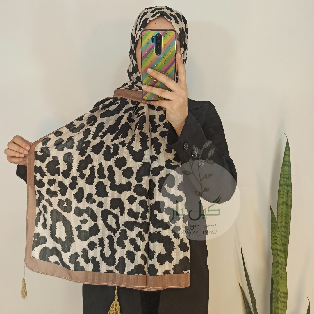 شال نخی پلنگی بهاره سایز 2در 80 (دور دوخت و باکیفیت)