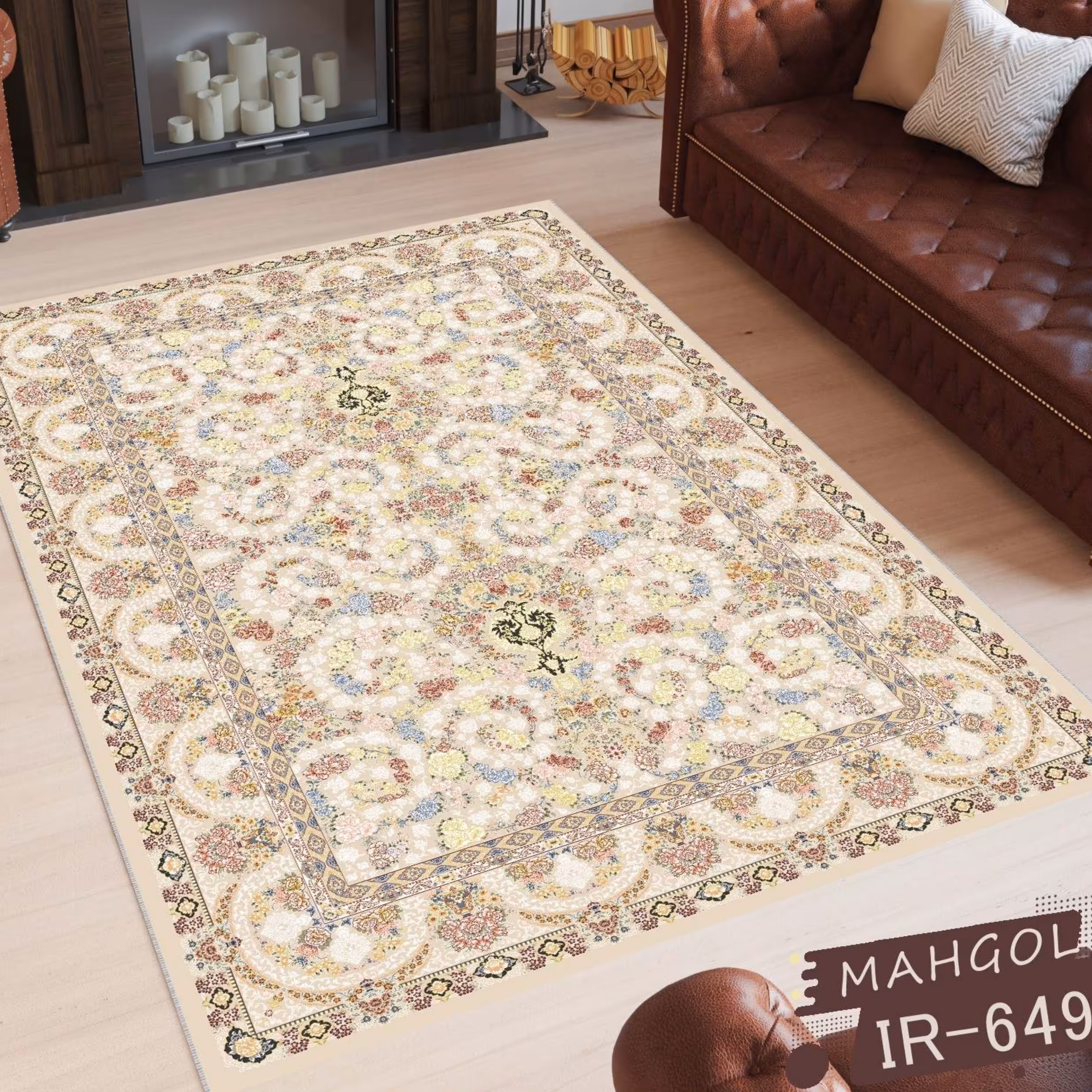 فرشینه مخمل 4متری کد649 استوپ دار روحا(ماهگل)