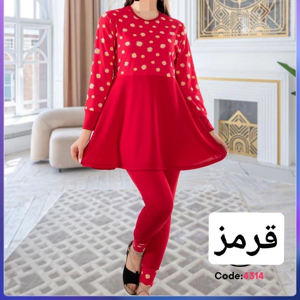 ست تونیک و شلوار طرح گل بابونه