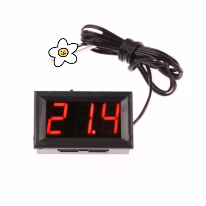 ماژول دماسنج 12 ولت با سنسور NTC سگمنت قرمز امکان نصب در خودرو 