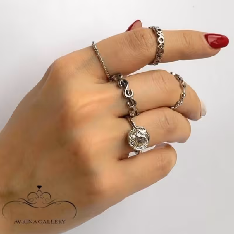 انگشتر  مراقبتی ،  دو رنگ نقره ای و طلایی ،