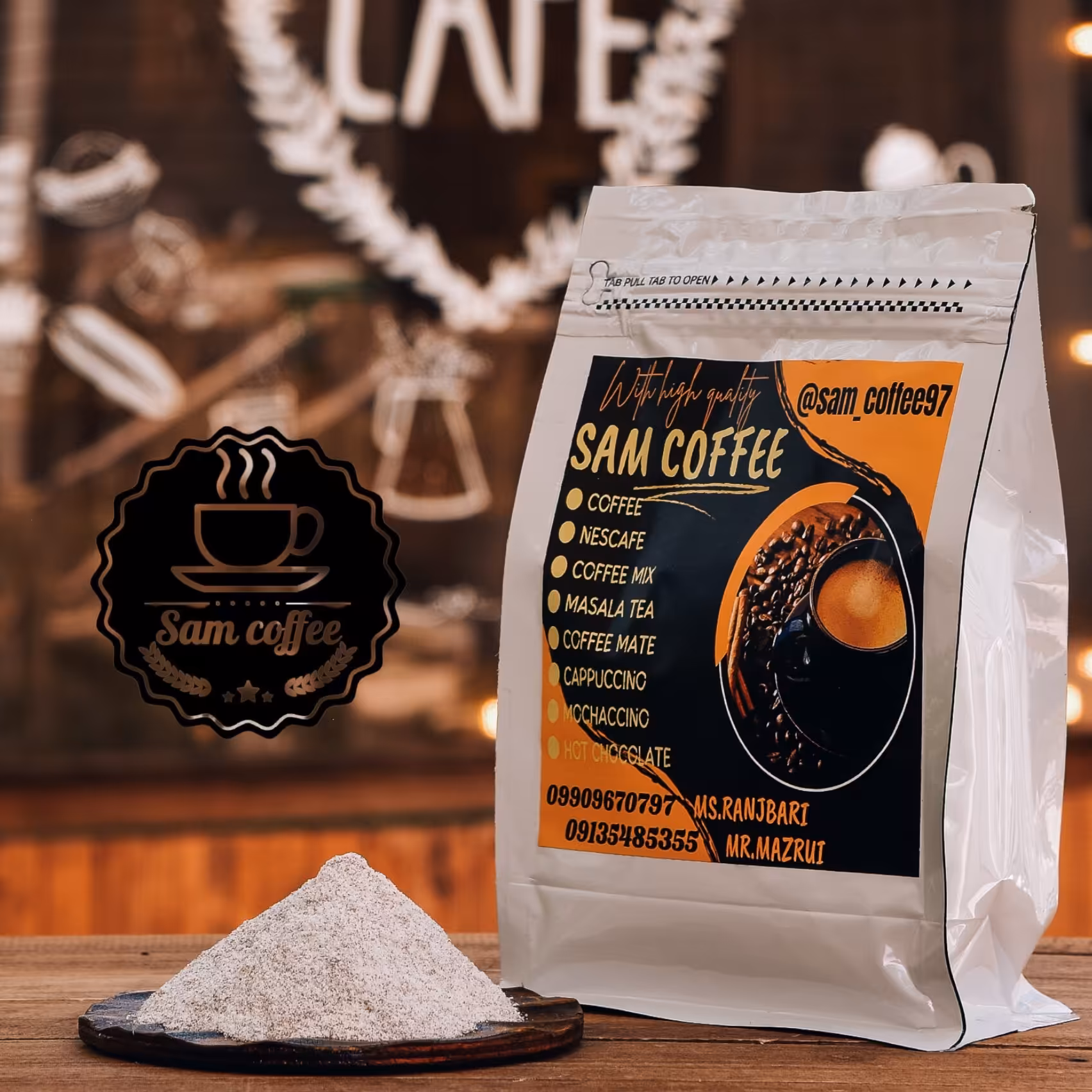 پودر کافی میکس فله 3 در 1 700گرمی sam coffee