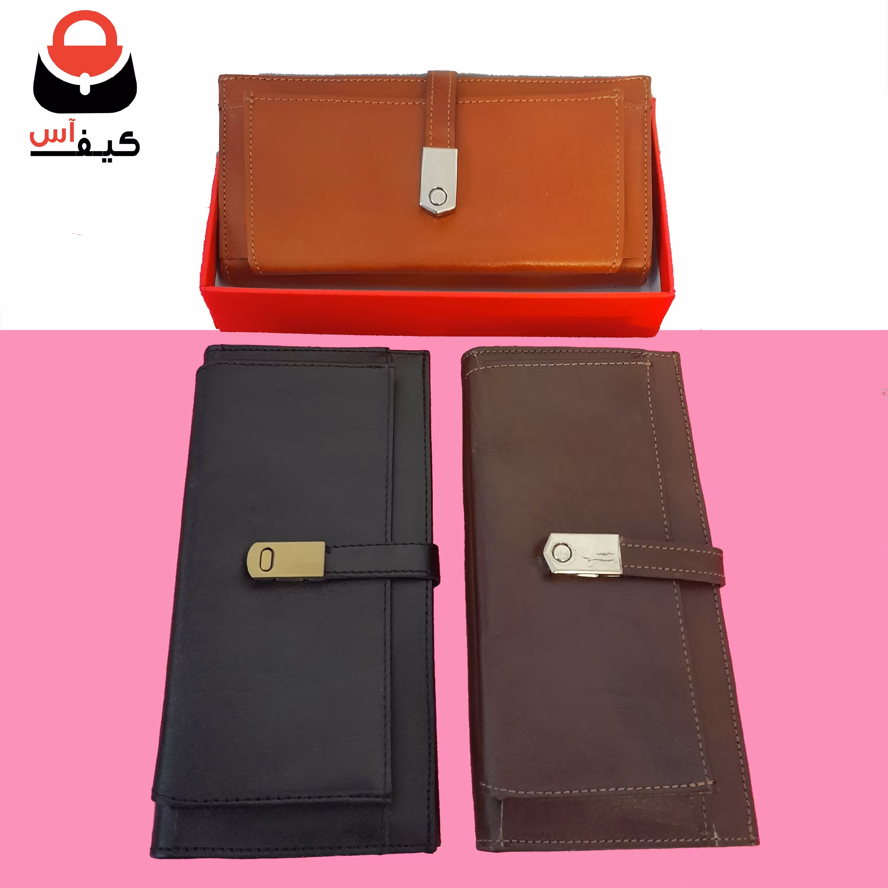 کیف پول چرم طبیعی گاوی قفل مگنتی اسپورت