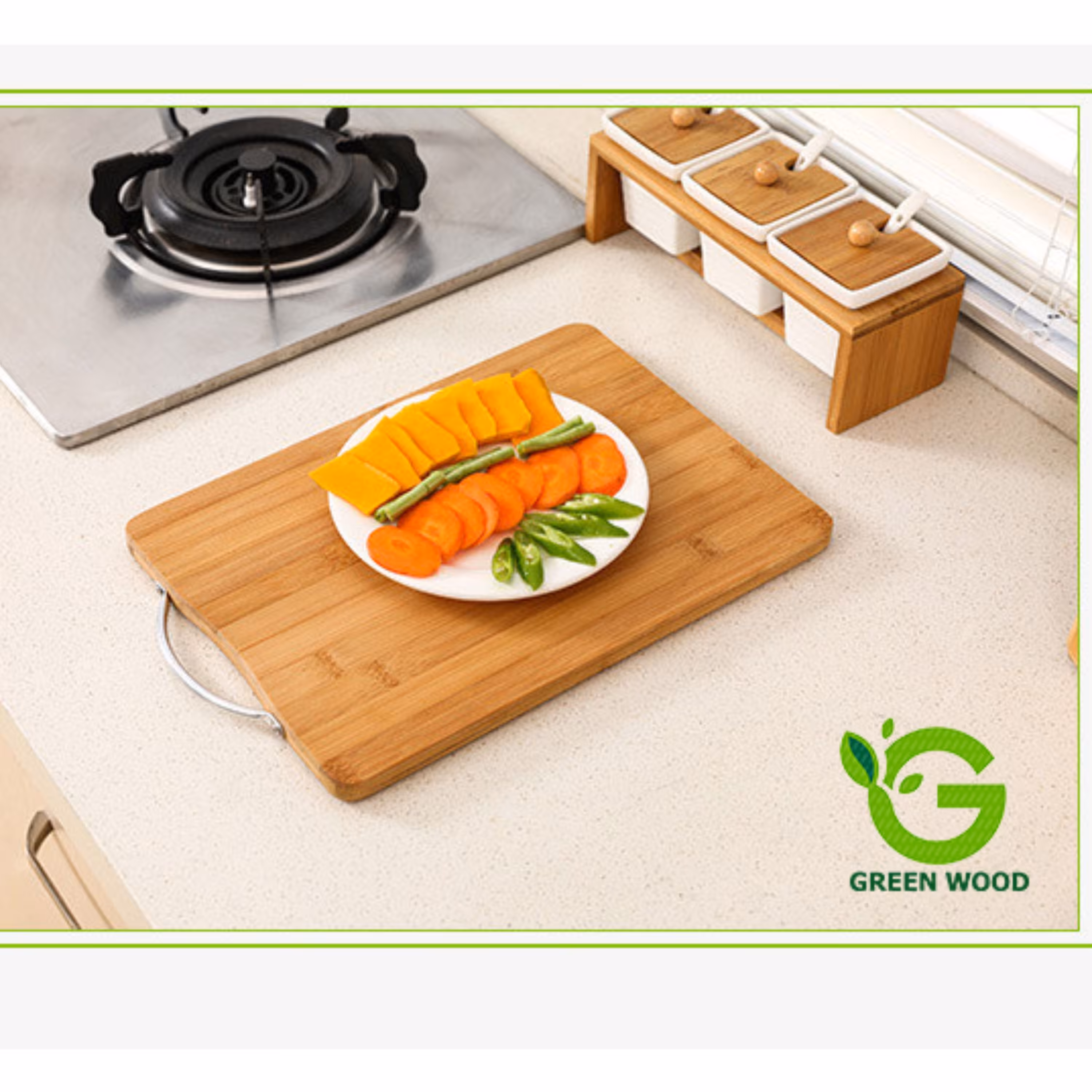 تخته برش گوشت  چوبی بامبو مدل L32 کد Gw130601017