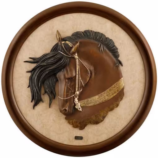 تابلو دست ساز پلی رزین فریم چوبی طرح اسب قهوه ای مدل BRONTE کد PH-3008-NEW